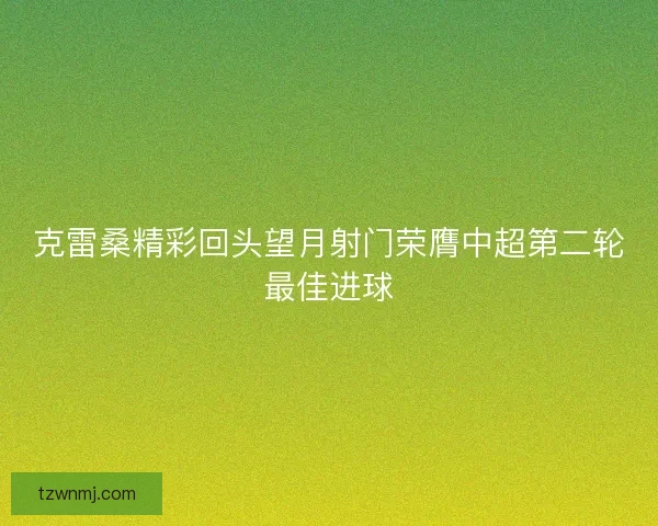 克雷桑精彩回头望月射门荣膺中超第二轮最佳进球
