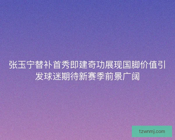 张玉宁替补首秀即建奇功展现国脚价值引发球迷期待新赛季前景广阔