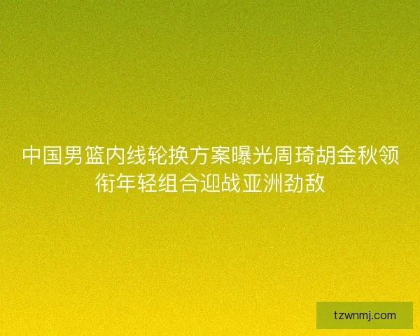 中国男篮内线轮换方案曝光周琦胡金秋领衔年轻组合迎战亚洲劲敌